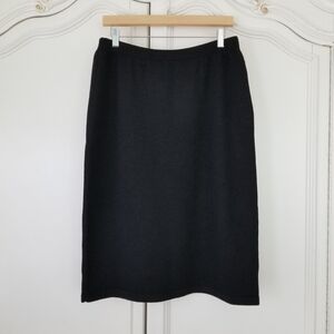 Anne Pedersen Black Wool Blend Knit Straight Skirt Made In USA Womens Large